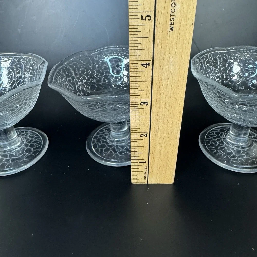 Set of 5 Crackle Me Cracky LE Smith Sherbet Bowls Ruffle Manganese UV Glow 1930s